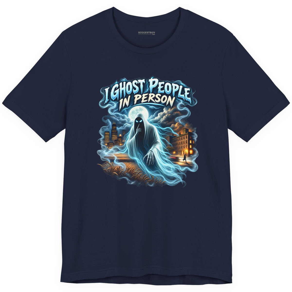 Ghosts Ahoy - Classic Jersey Tee in Navy, front view