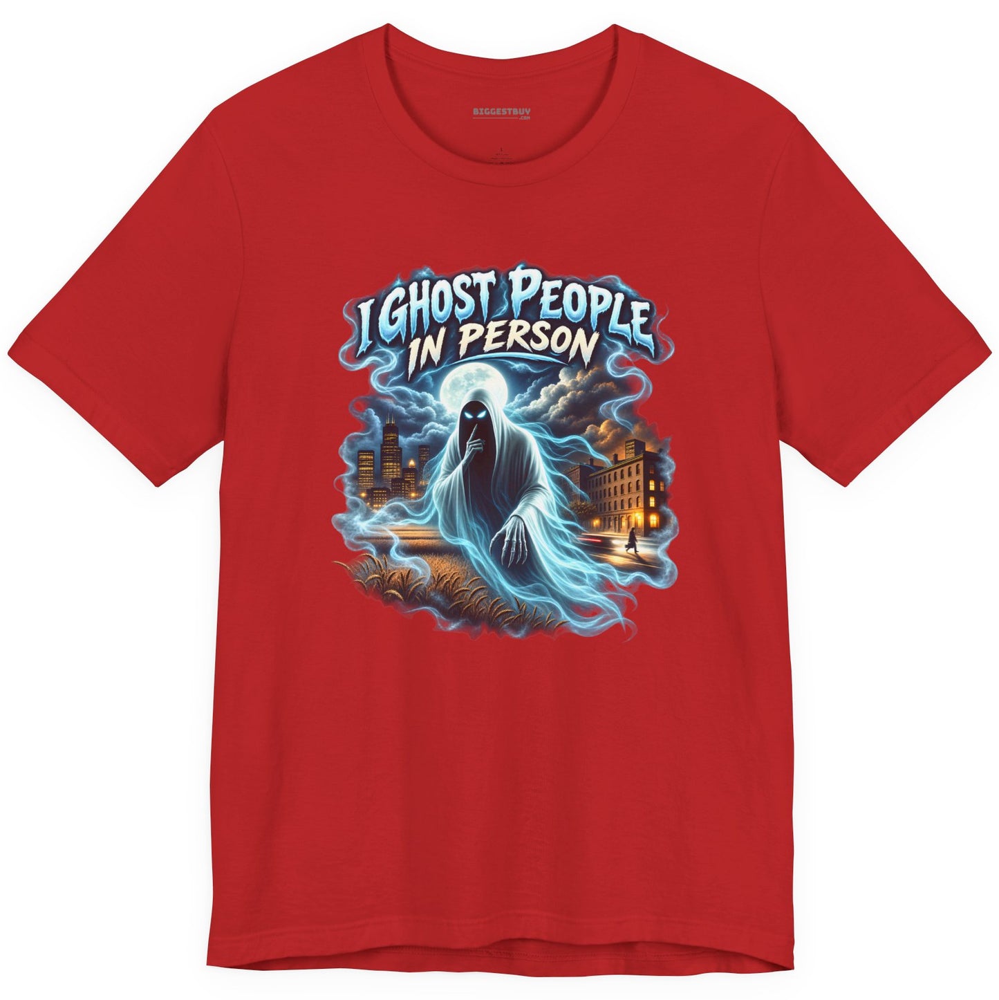 Ghosts Ahoy - Classic Jersey Tee in Red, front view