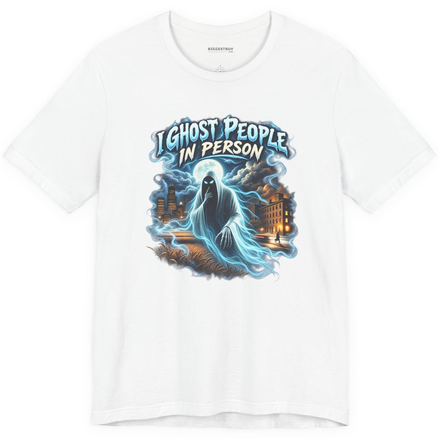 Ghosts Ahoy - Classic Jersey Tee in White, front view