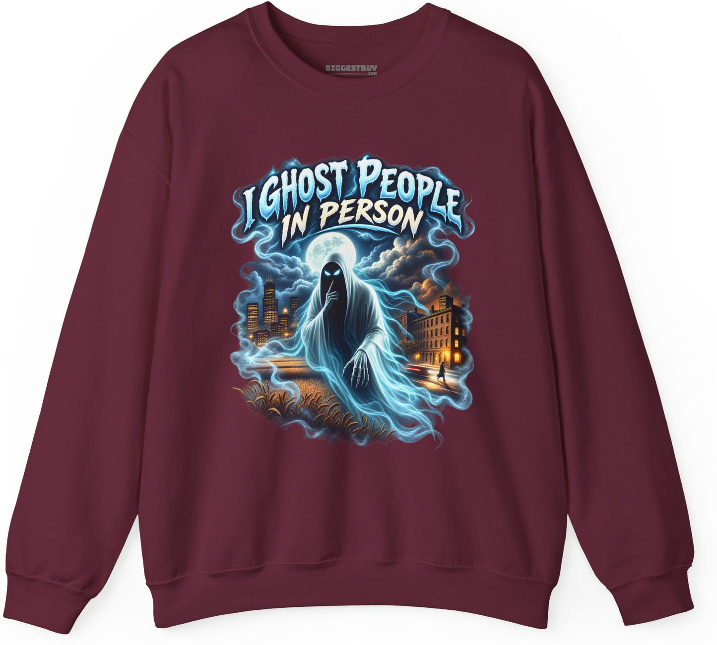 Ghosts Ahoy - Crewneck Sweatshirt in Maroon, front view