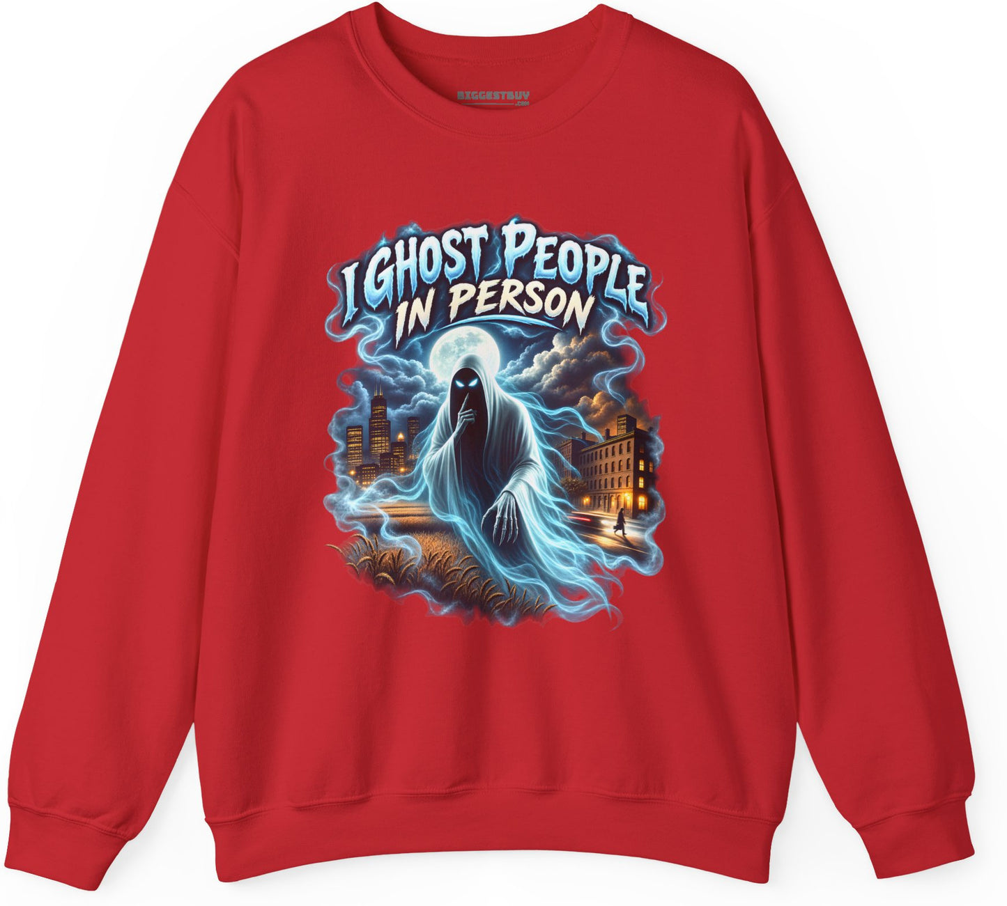 Ghosts Ahoy - Crewneck Sweatshirt in Red, front view