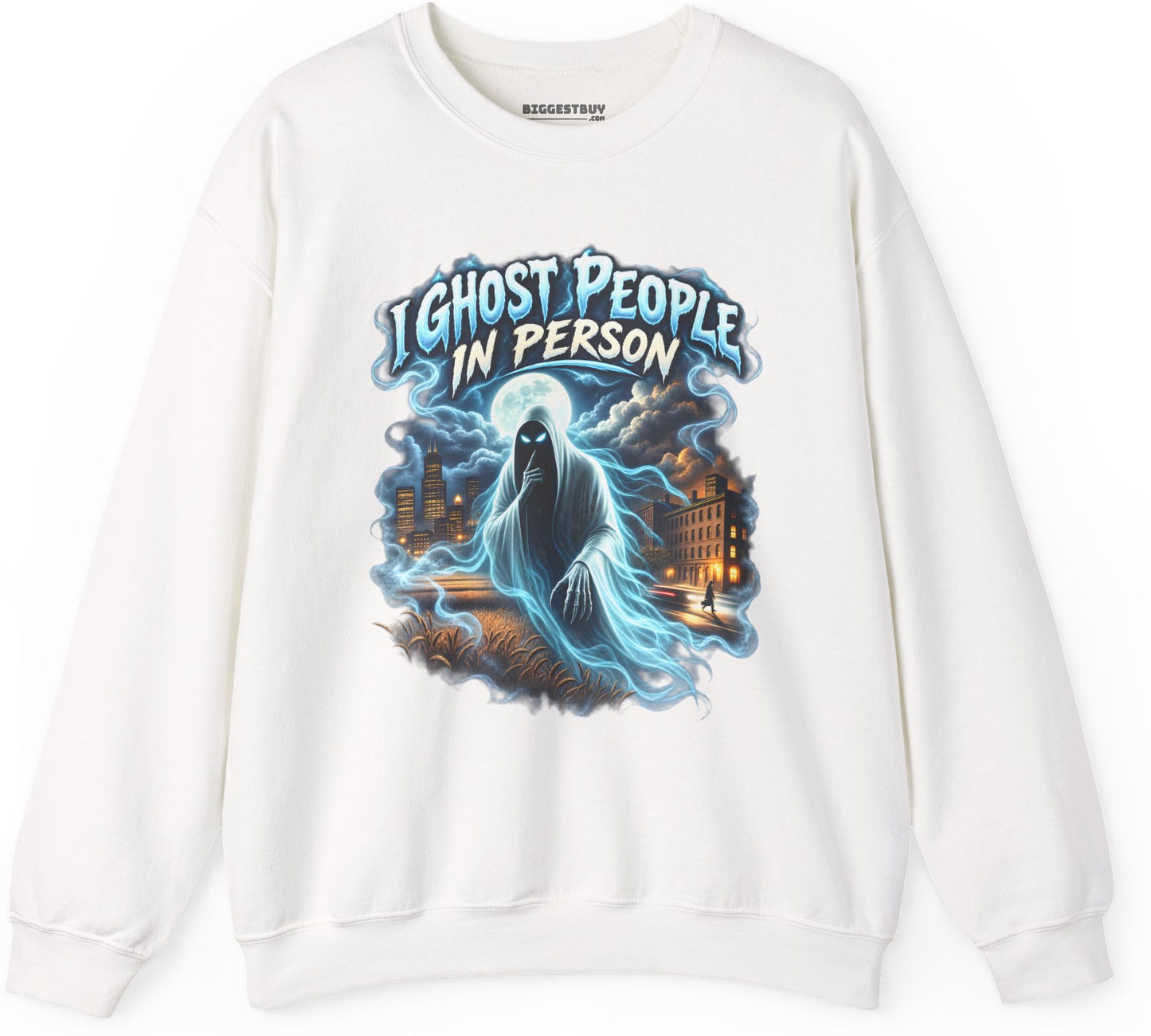 Ghosts Ahoy - Crewneck Sweatshirt in White, front view