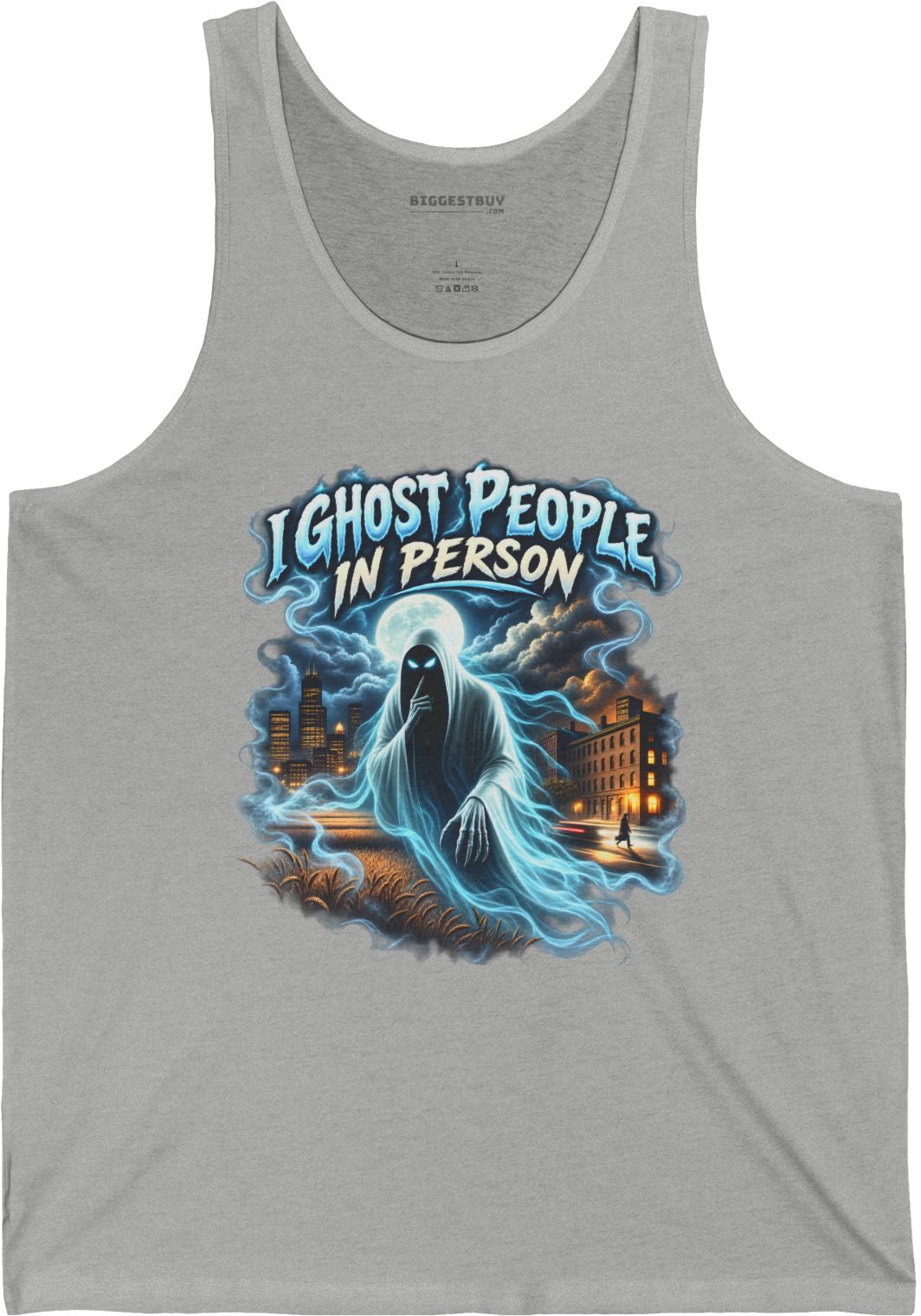 Ghosts Ahoy - Jersey Tank Top in Athletic Heather, front view
