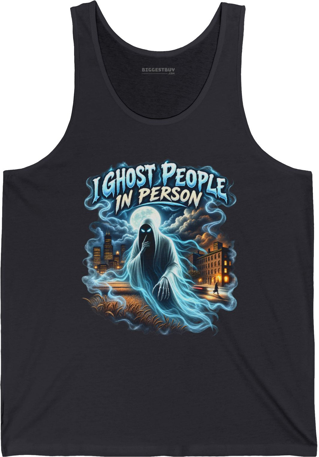 Ghosts Ahoy - Jersey Tank Top in Dark Grey, front view