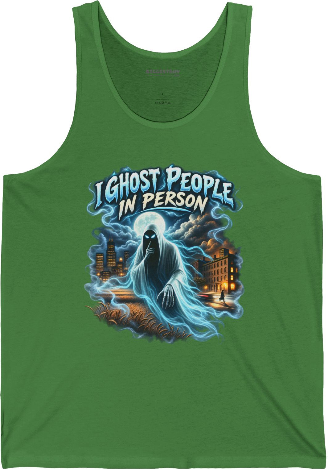 Ghosts Ahoy - Jersey Tank Top in Leaf, front view