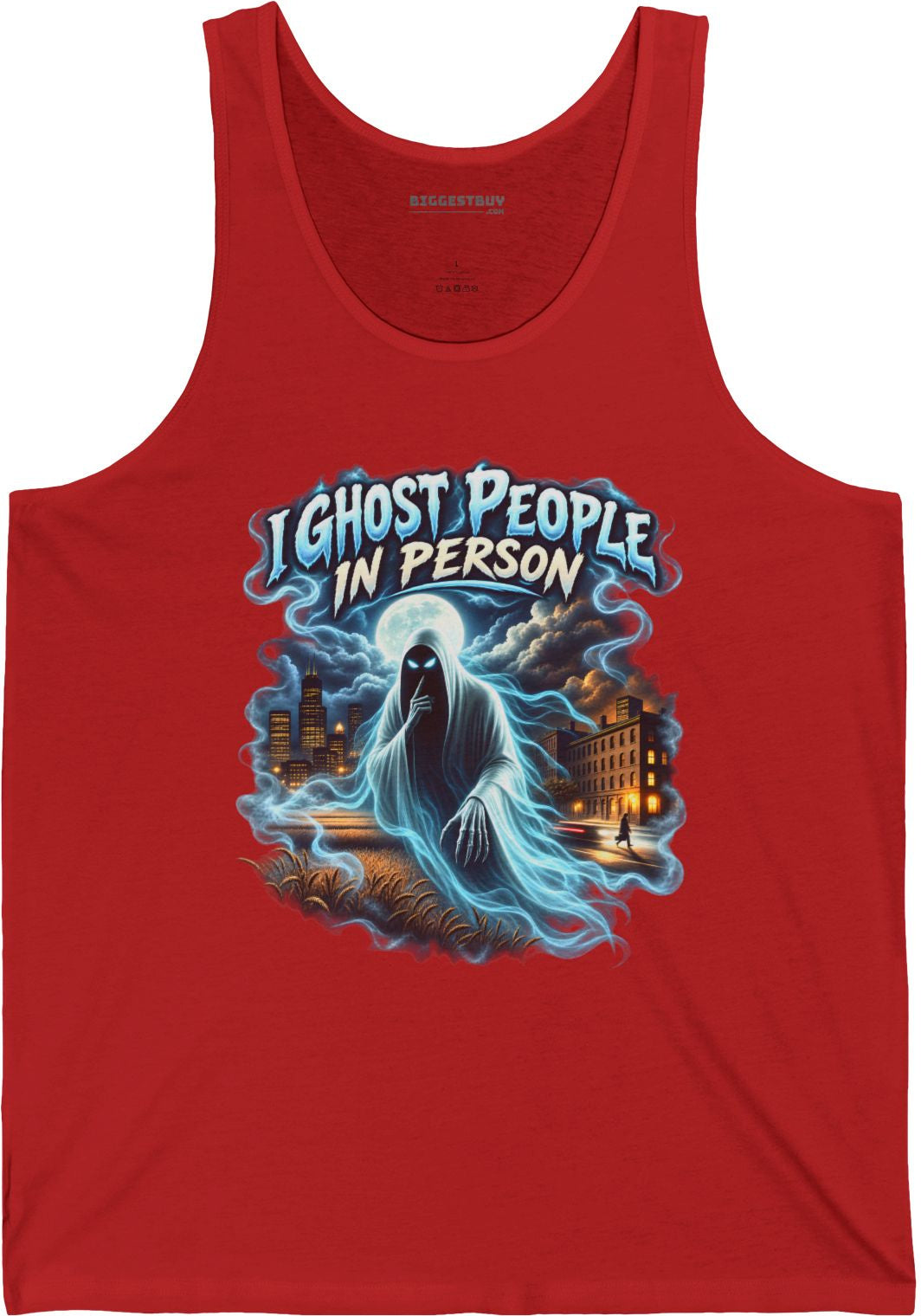 Ghosts Ahoy - Jersey Tank Top in Red, front view