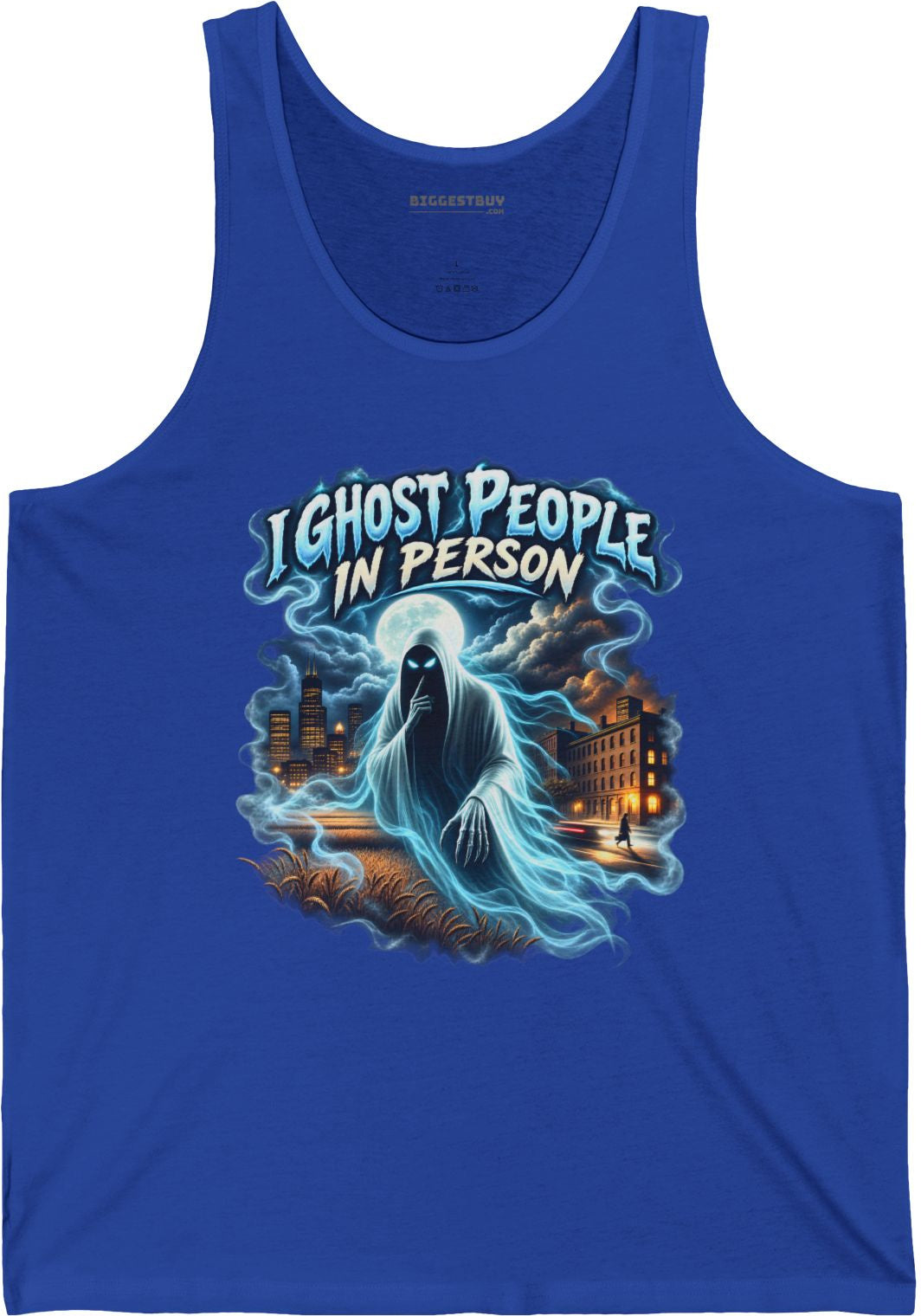 Ghosts Ahoy - Jersey Tank Top in True Royal, front view