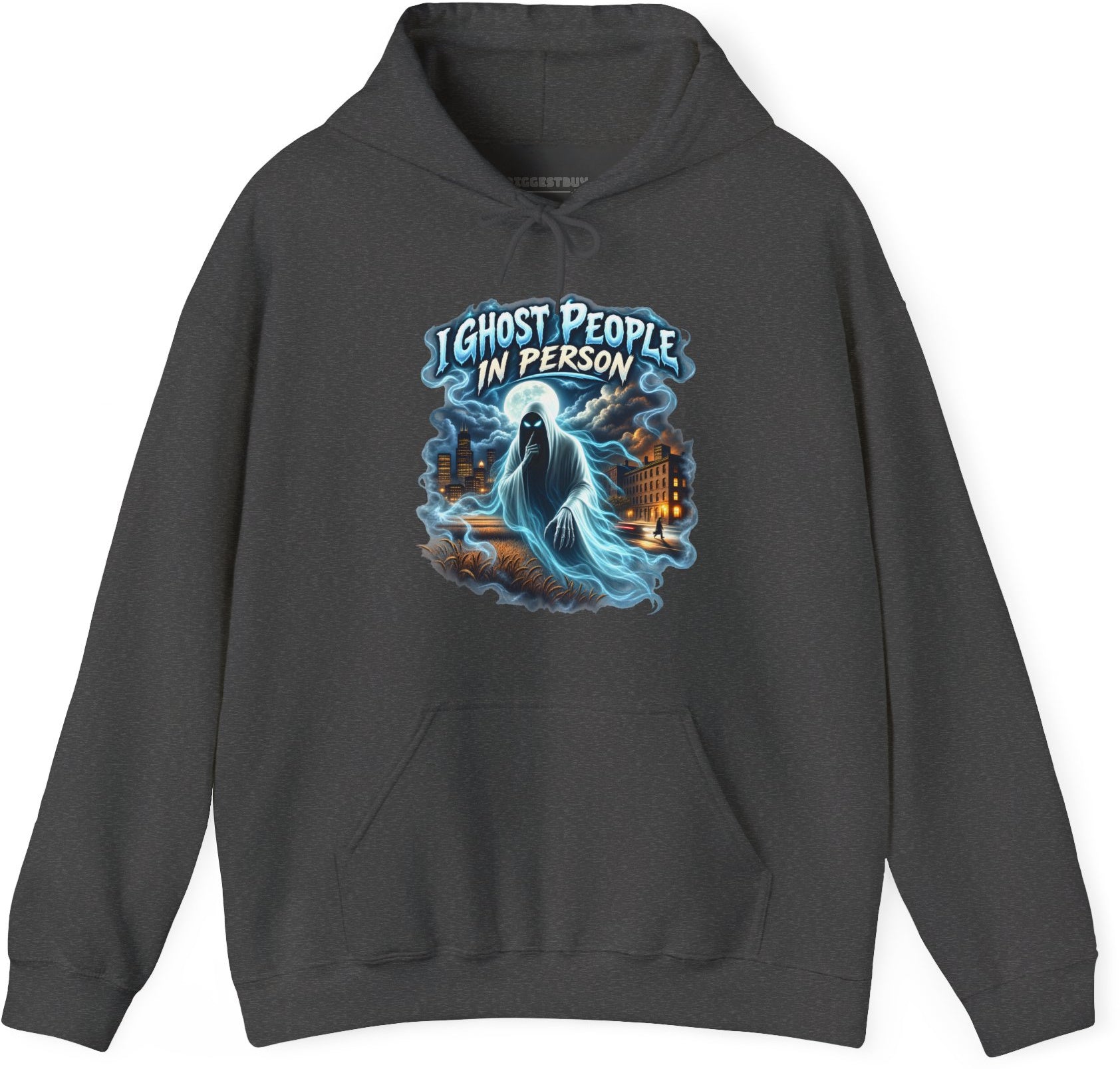 Ghosts Ahoy - Pullover Hoodie in Dark Heather, front view