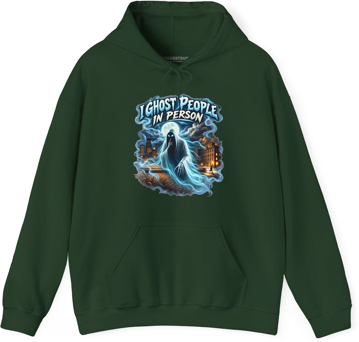 Ghosts Ahoy - Pullover Hoodie in Forest Green, front view