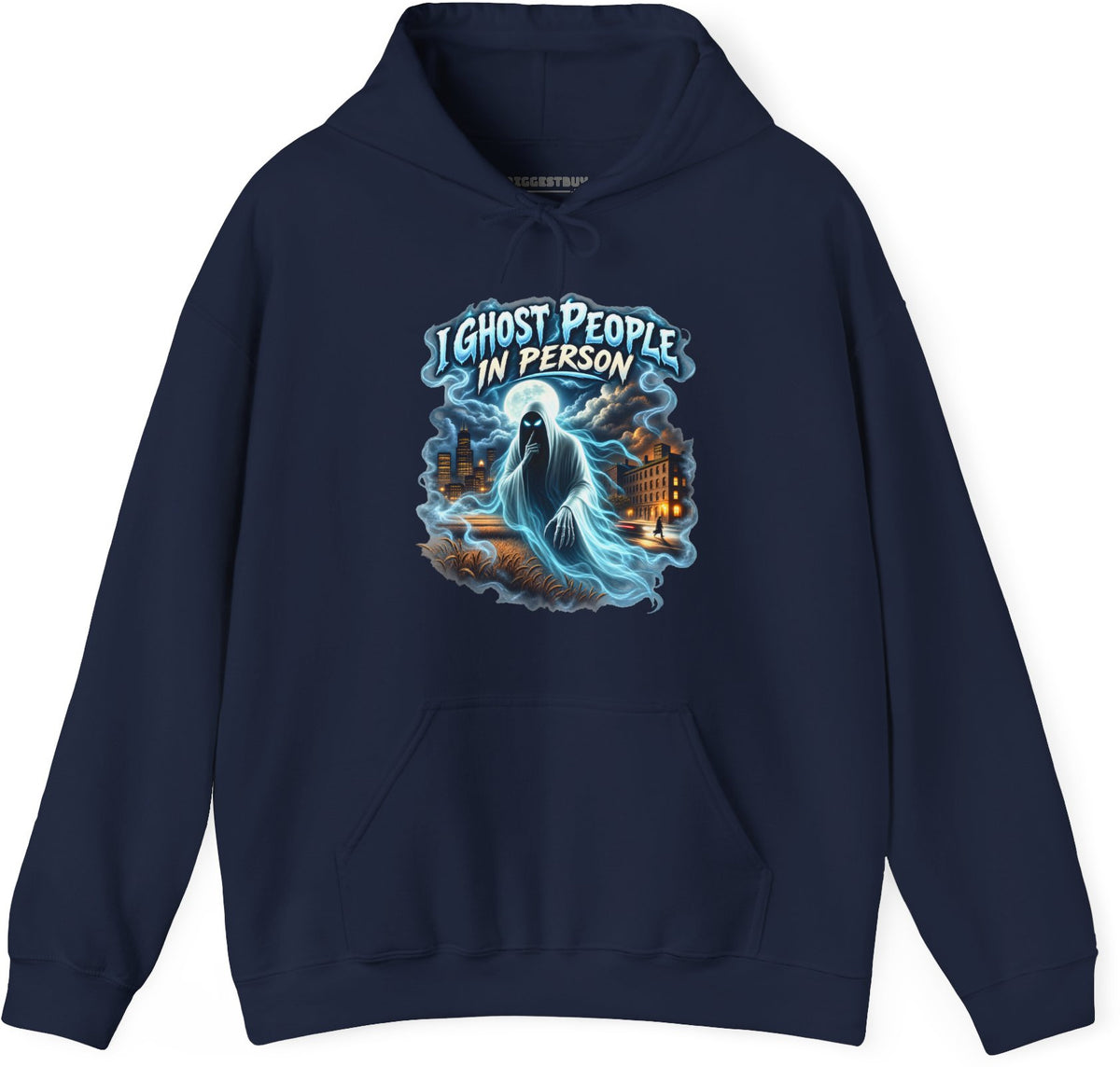 Ghosts Ahoy - Pullover Hoodie in Navy, front view