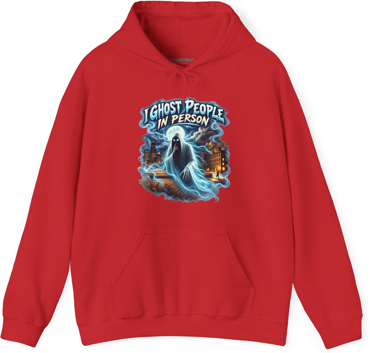 Ghosts Ahoy - Pullover Hoodie in Red, front view