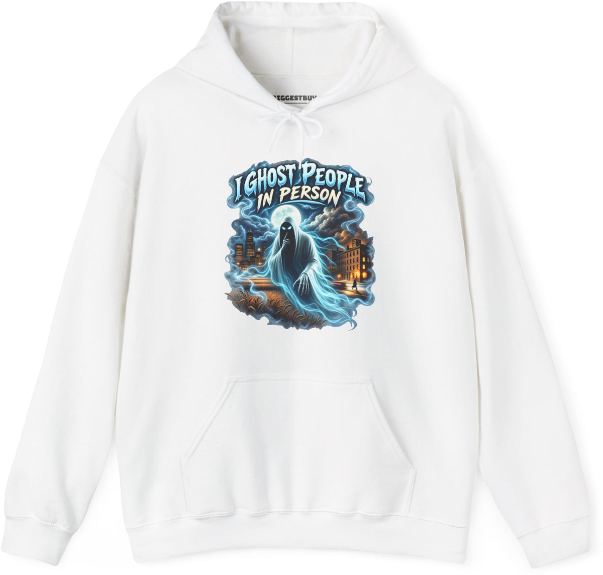 Ghosts Ahoy - Pullover Hoodie in White, front view
