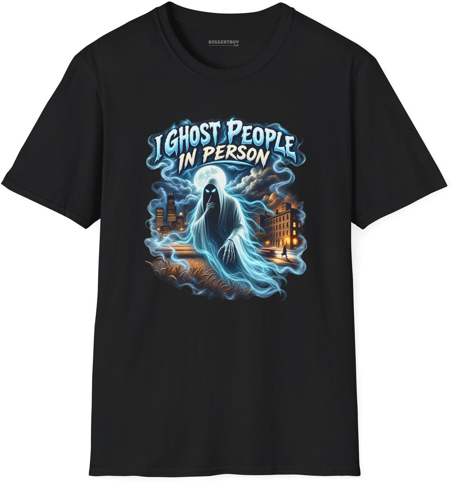 Ghosts Ahoy - Softstyle T-Shirt in Black, front view