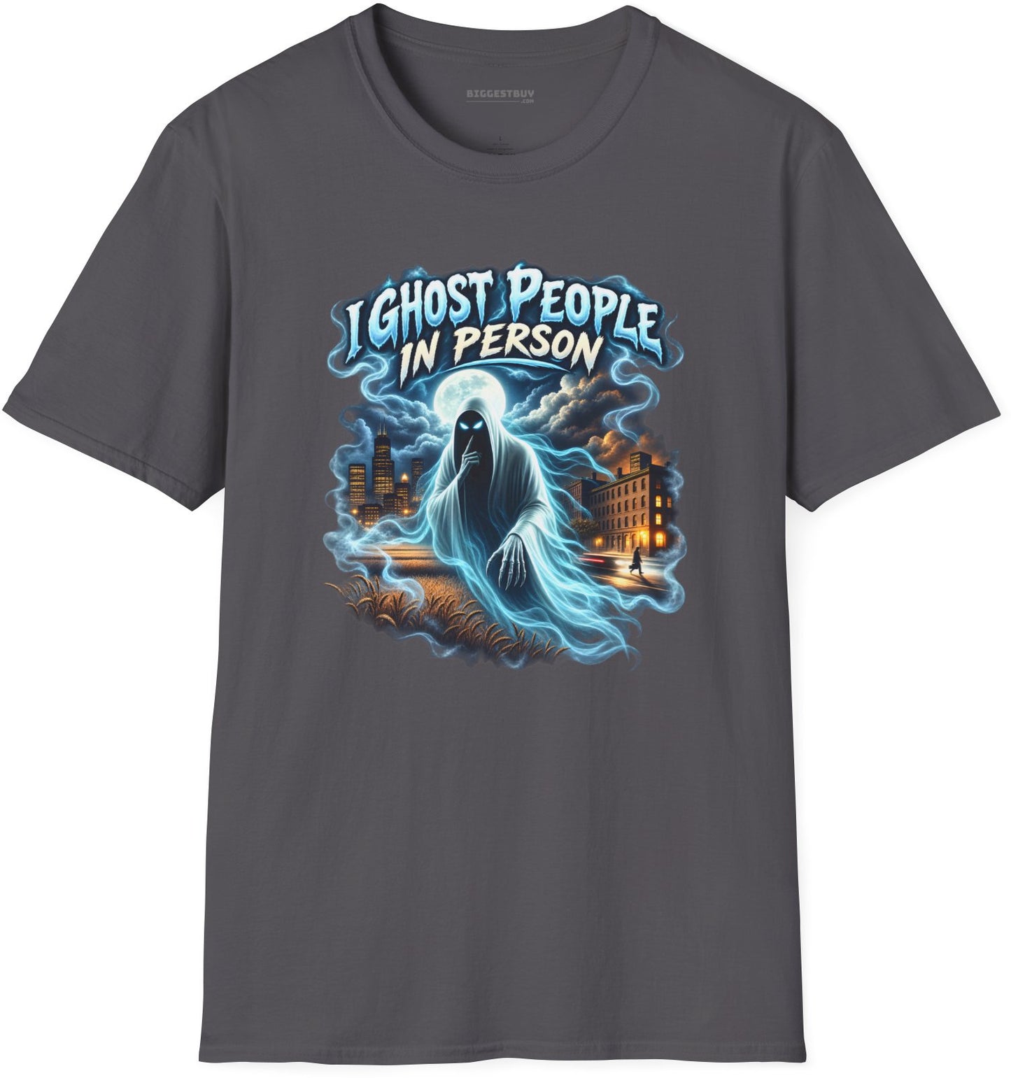 Ghosts Ahoy - Softstyle T-Shirt in Charcoal, front view