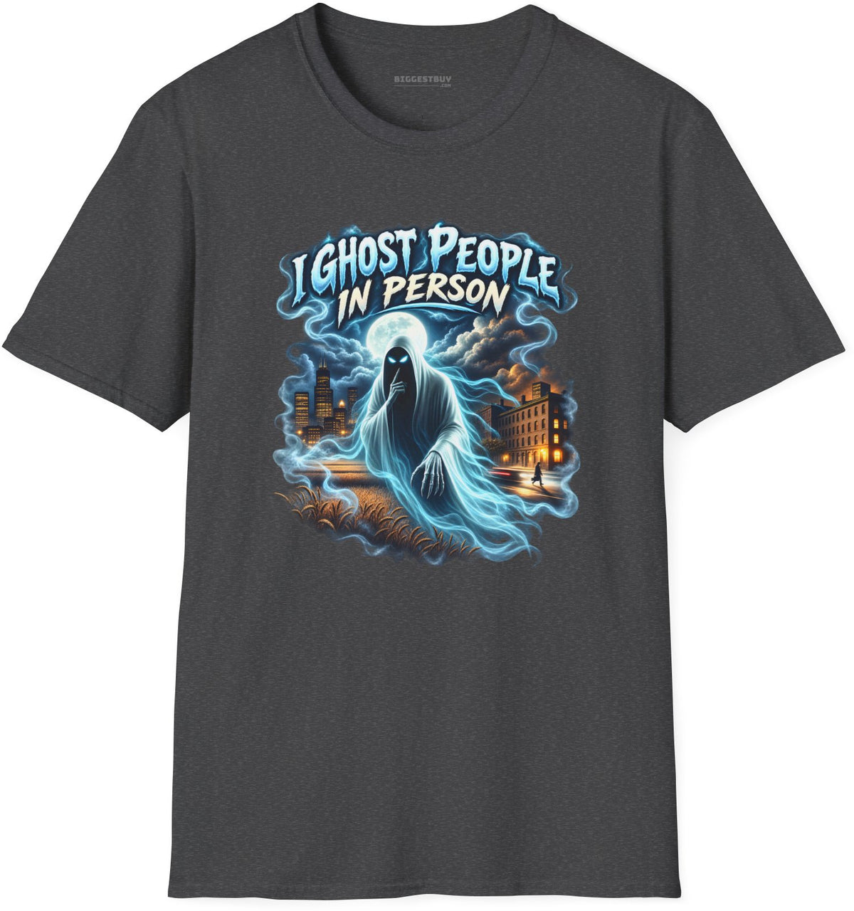 Ghosts Ahoy - Softstyle T-Shirt in Dark Heather, front view