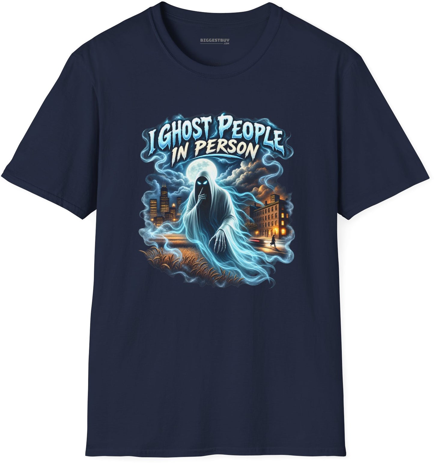 Ghosts Ahoy - Softstyle T-Shirt in Navy, front view