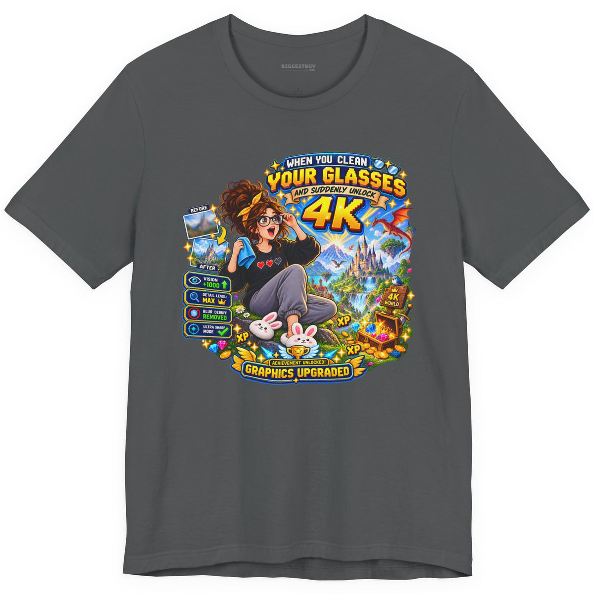 Glasses Galaxy - Classic Jersey Tee in Asphalt, front view