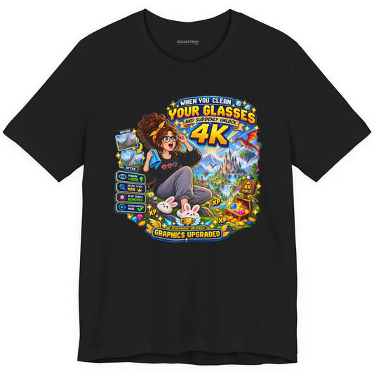 Glasses Galaxy - Classic Jersey Tee in Black, front view