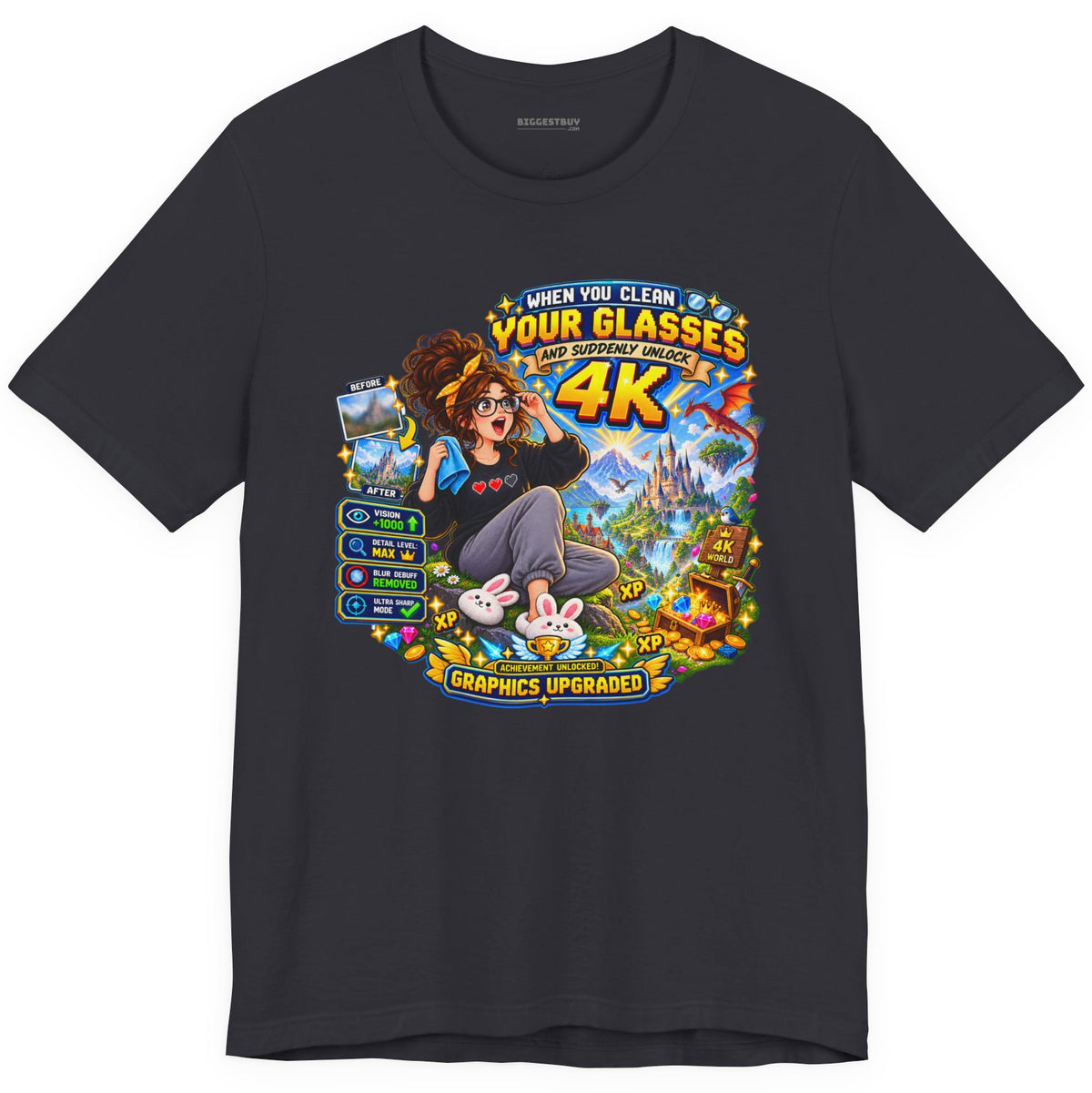 Glasses Galaxy - Classic Jersey Tee in Dark Grey, front view