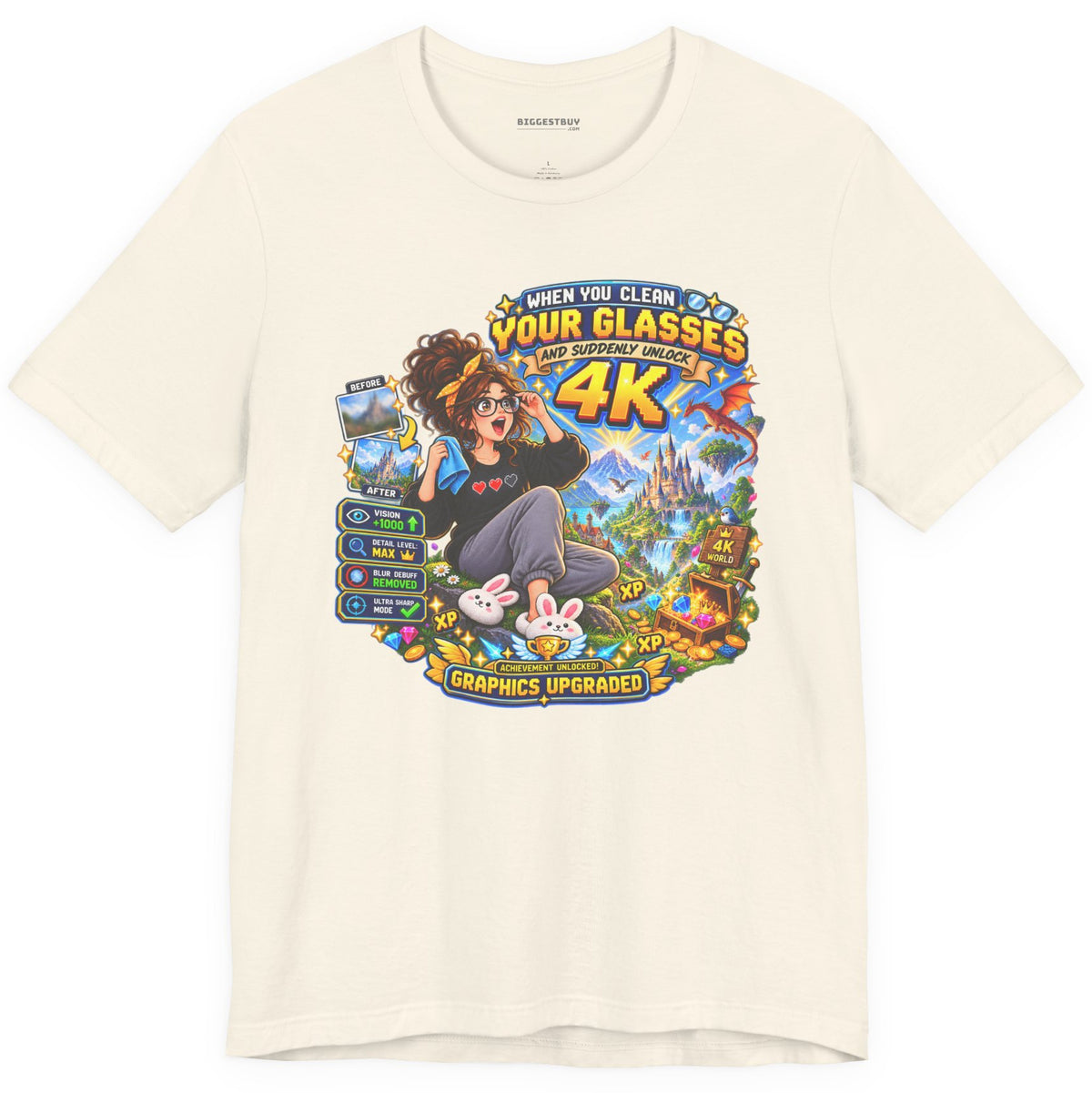 Glasses Galaxy - Classic Jersey Tee in Natural, front view