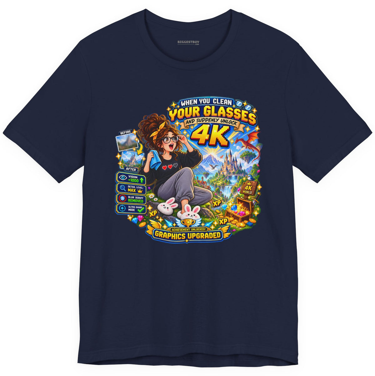 Glasses Galaxy - Classic Jersey Tee in Navy, front view