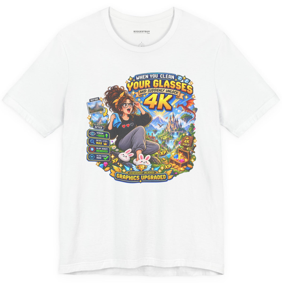 Glasses Galaxy - Classic Jersey Tee in White, front view