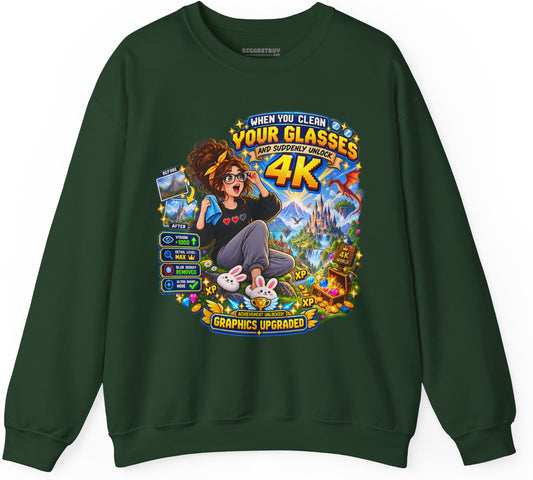 Glasses Galaxy - Crewneck Sweatshirt in Forest Green, front view