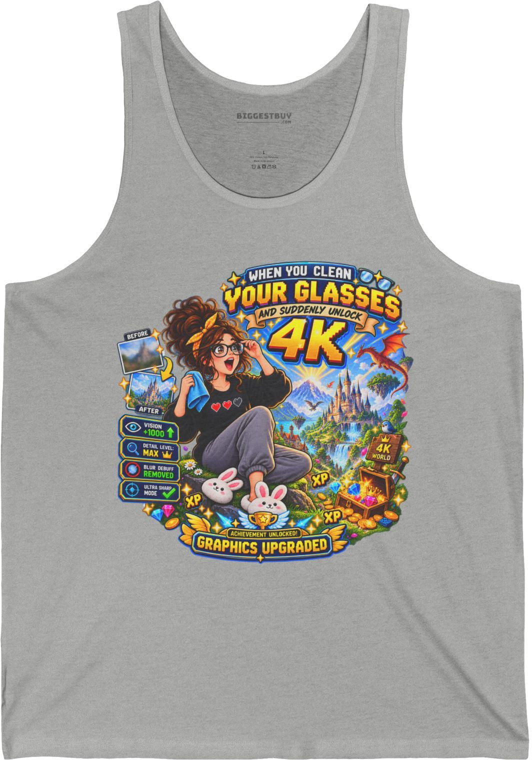 Glasses Galaxy - Jersey Tank Top in Athletic Heather, front view