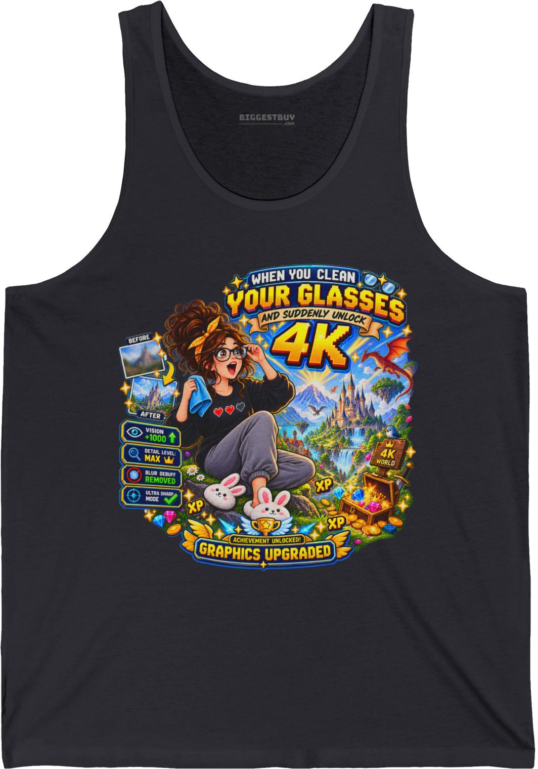 Glasses Galaxy - Jersey Tank Top in Dark Grey, front view