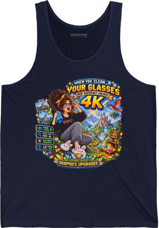 Glasses Galaxy - Jersey Tank Top in Navy, front view