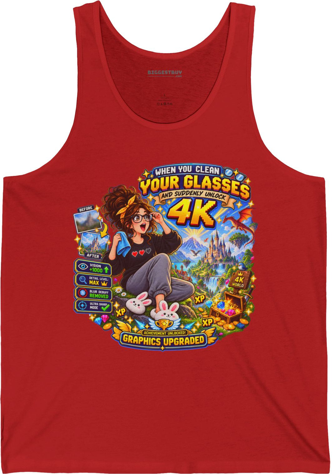Glasses Galaxy - Jersey Tank Top in Red, front view