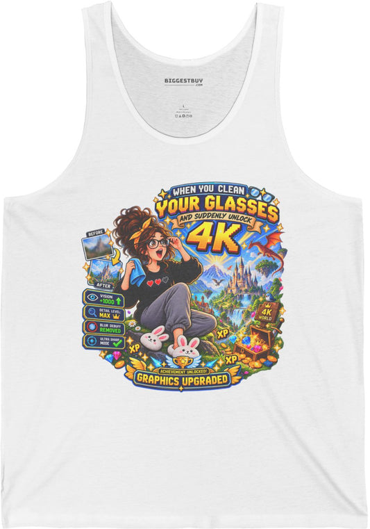 Glasses Galaxy - Jersey Tank Top in White, front view