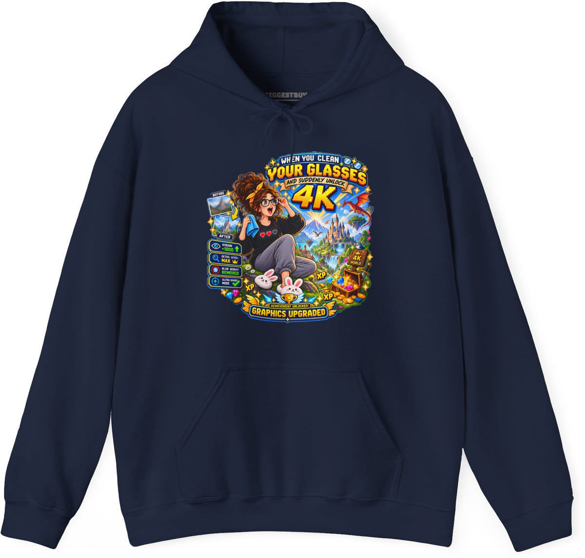 Glasses Galaxy - Pullover Hoodie in Navy, front view