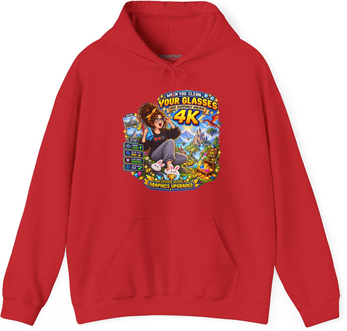 Glasses Galaxy - Pullover Hoodie in Red, front view
