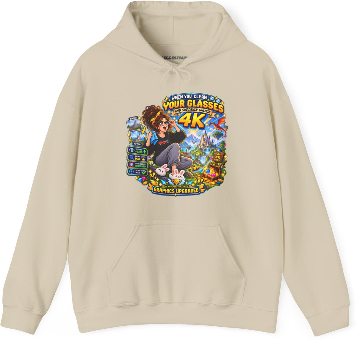 Glasses Galaxy - Pullover Hoodie in Sand, front view