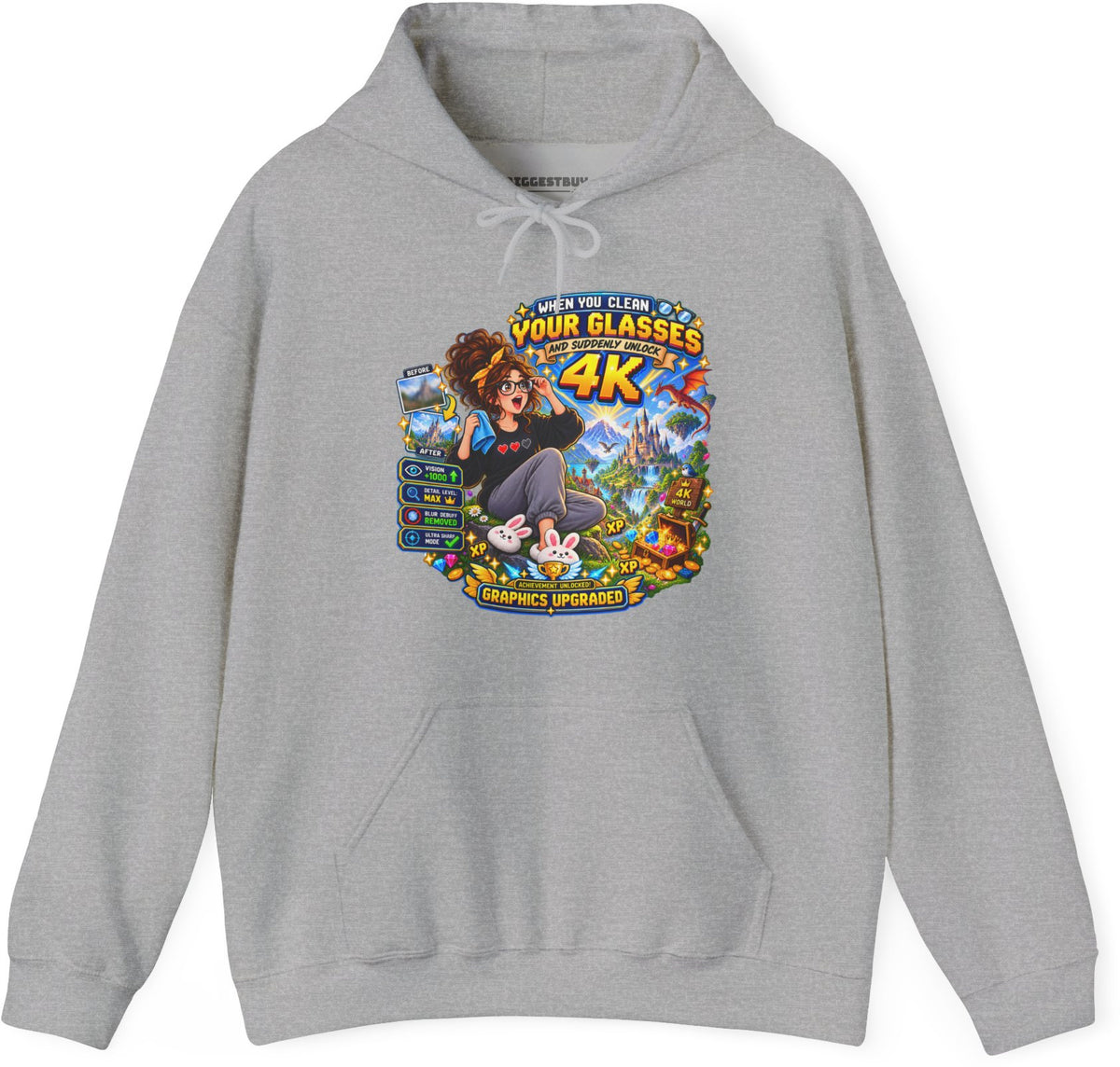 Glasses Galaxy - Pullover Hoodie in Sport Grey, front view