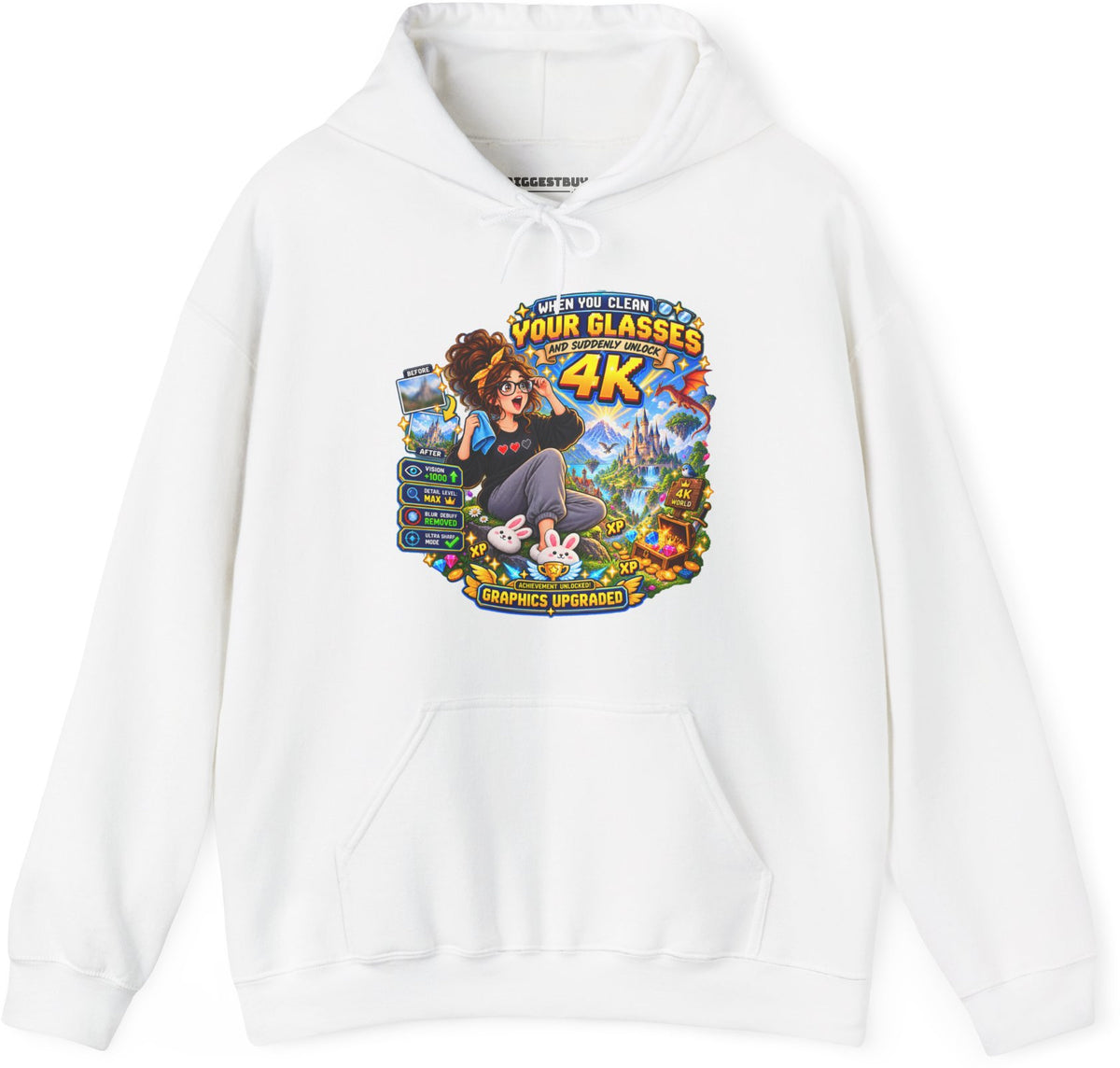 Glasses Galaxy - Pullover Hoodie in White, front view
