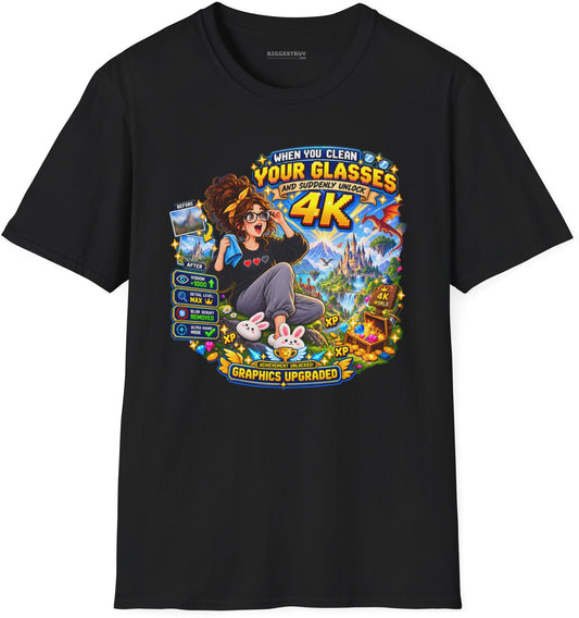 Glasses Galaxy - Softstyle T-Shirt in Black, front view