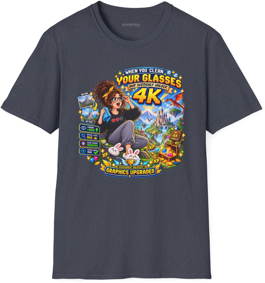 Glasses Galaxy - Softstyle T-Shirt in Heather Navy, front view