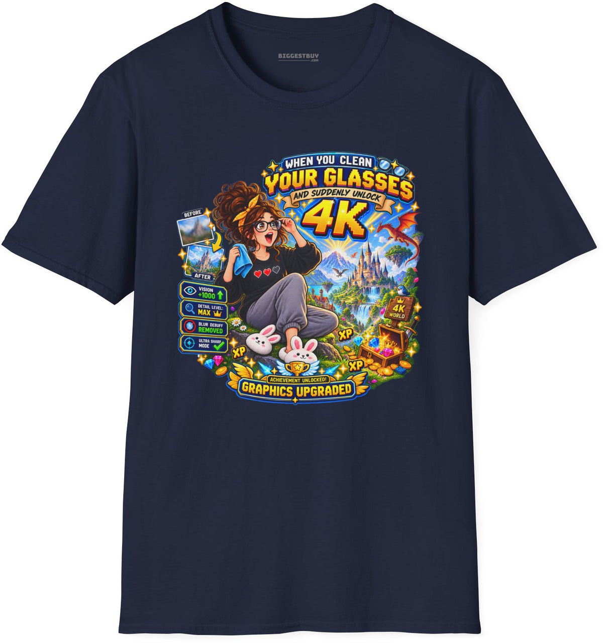 Glasses Galaxy - Softstyle T-Shirt in Navy, front view