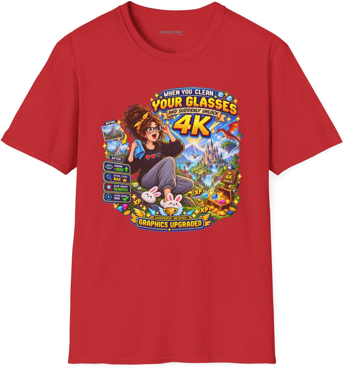 Glasses Galaxy - Softstyle T-Shirt in Red, front view