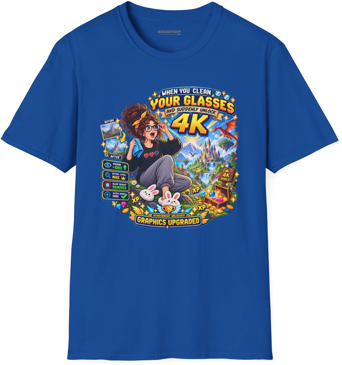 Glasses Galaxy - Softstyle T-Shirt in Royal, front view