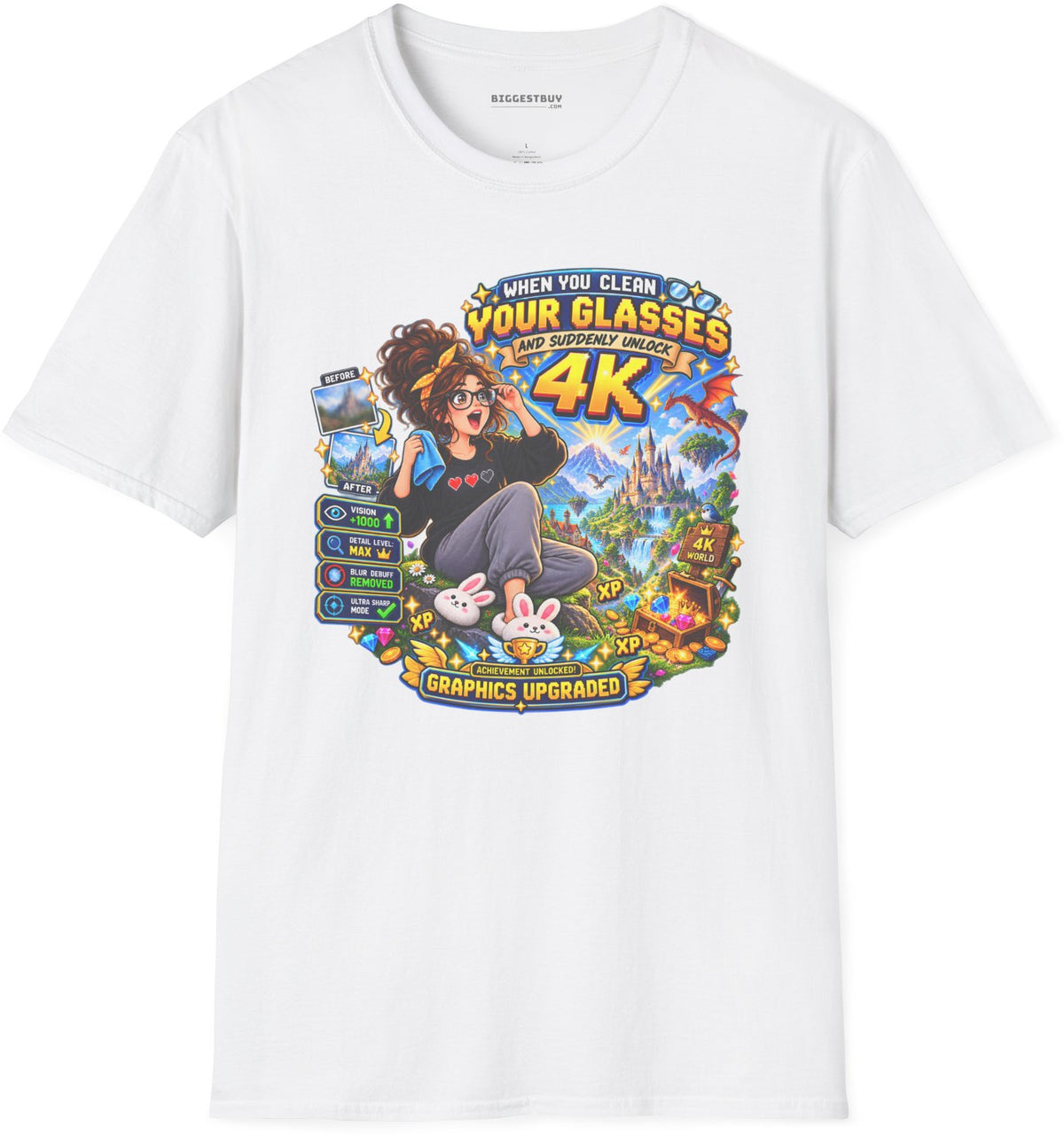 Glasses Galaxy - Softstyle T-Shirt in White, front view