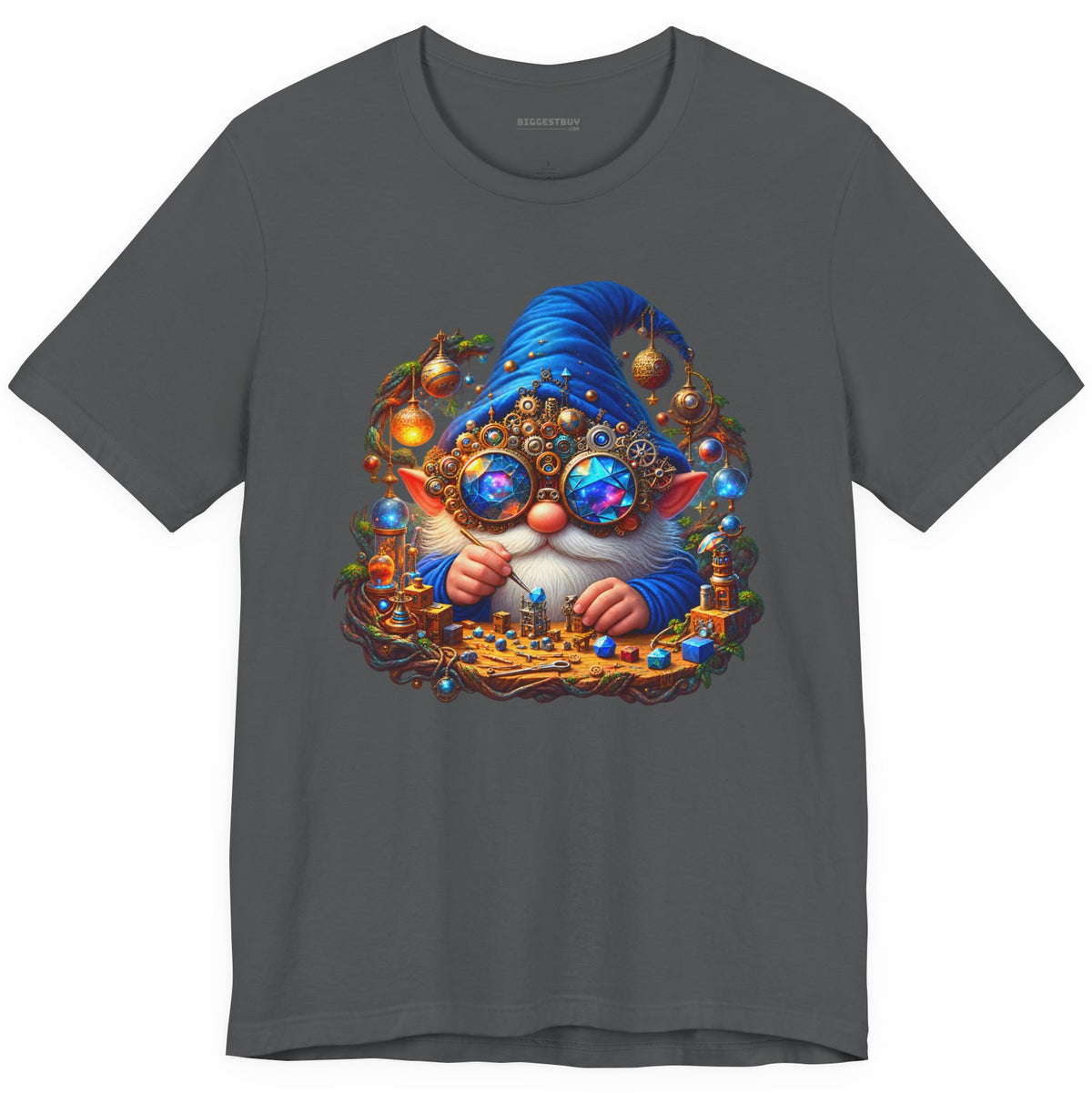 Gnome Of - Classic Jersey Tee in Asphalt, front view
