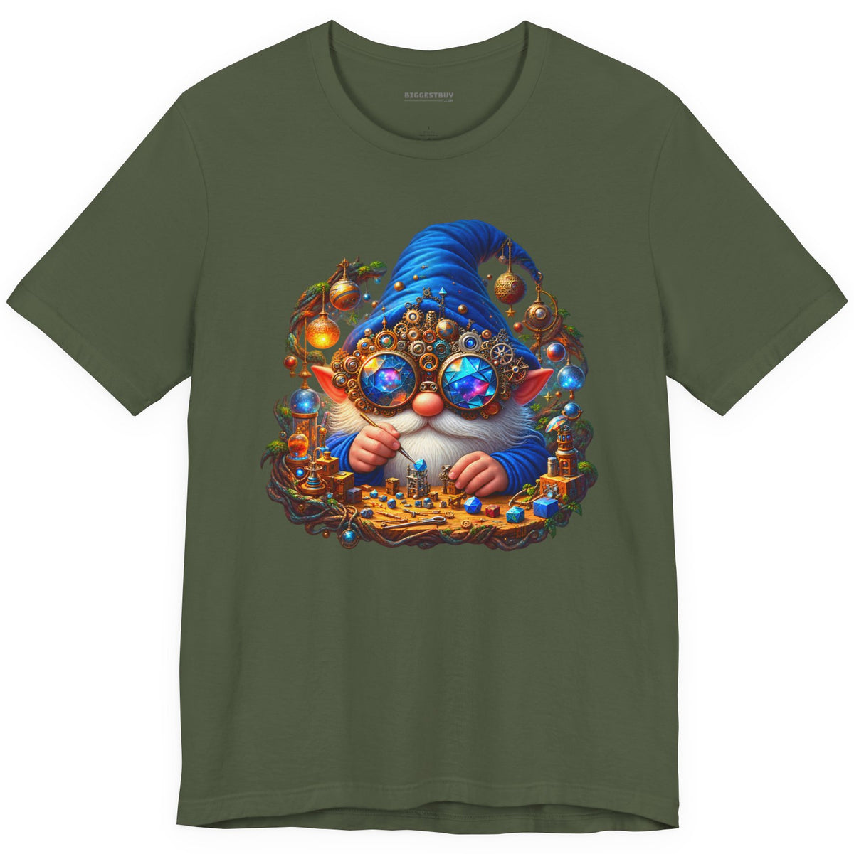 Gnome Of - Classic Jersey Tee in Military Green, front view