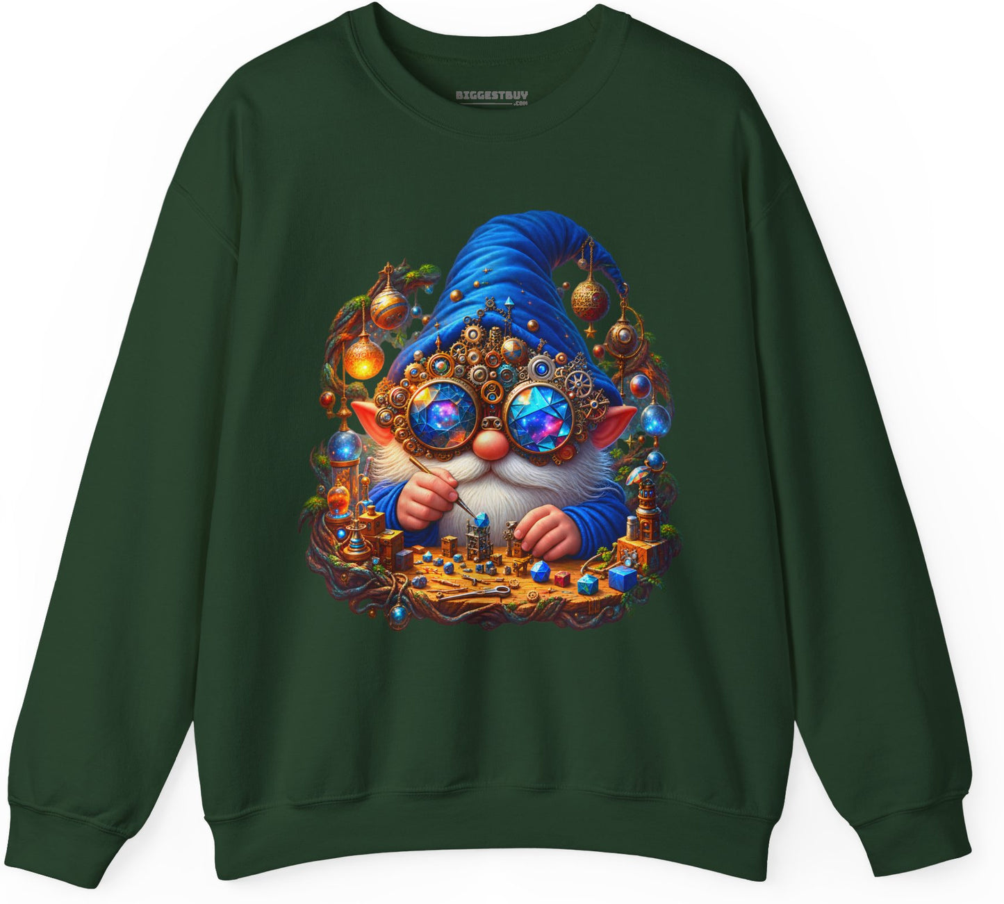 Gnome Of - Crewneck Sweatshirt in Forest Green, front view