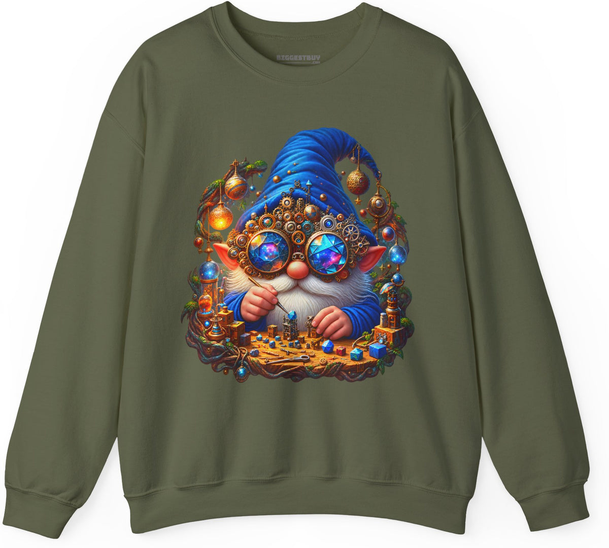 Gnome Of - Crewneck Sweatshirt in Military Green, front view