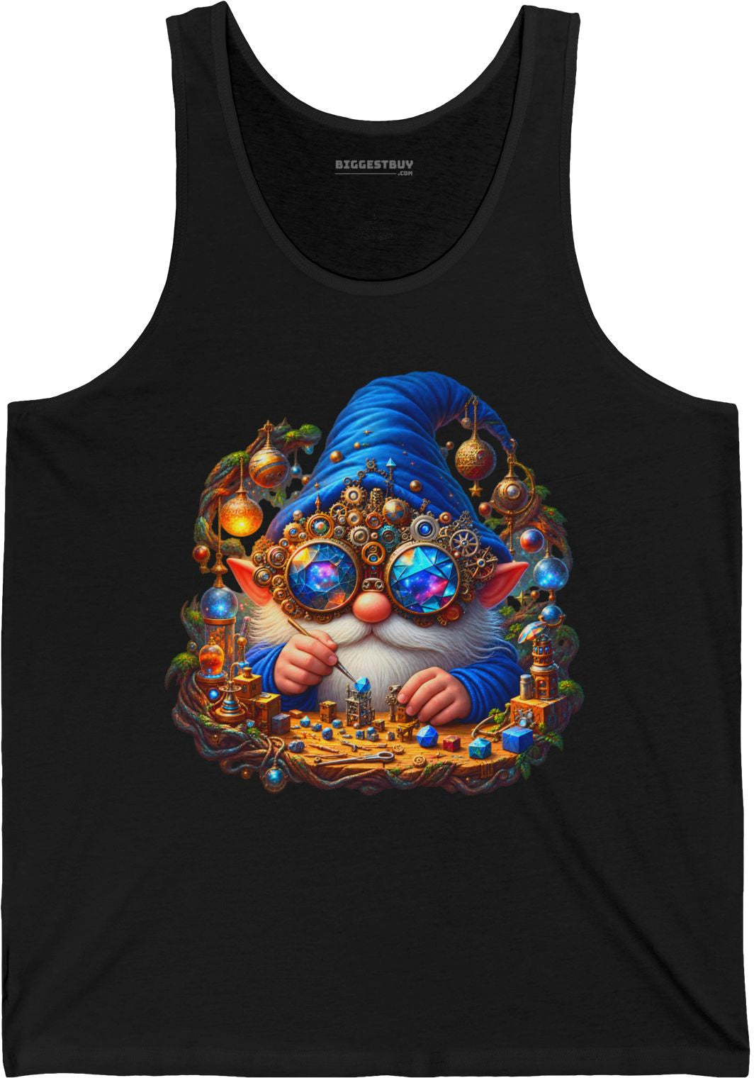 Gnome Of - Jersey Tank Top in Black, front view