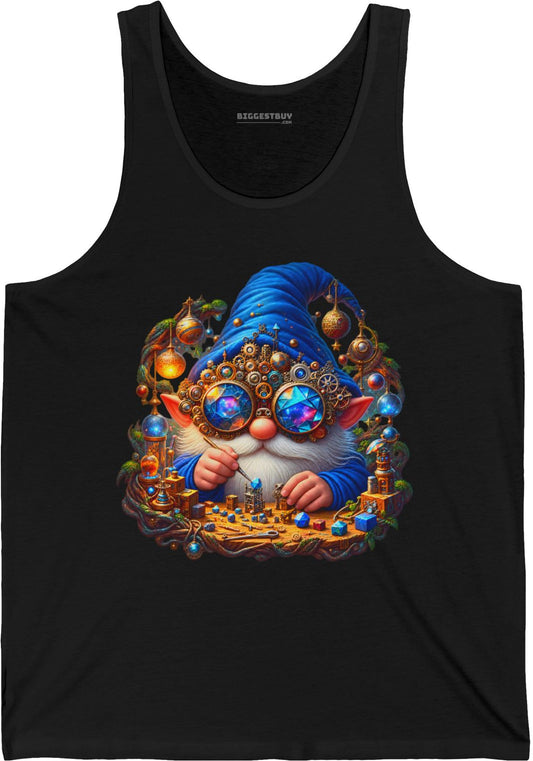 Gnome Of - Jersey Tank Top in Black, front view
