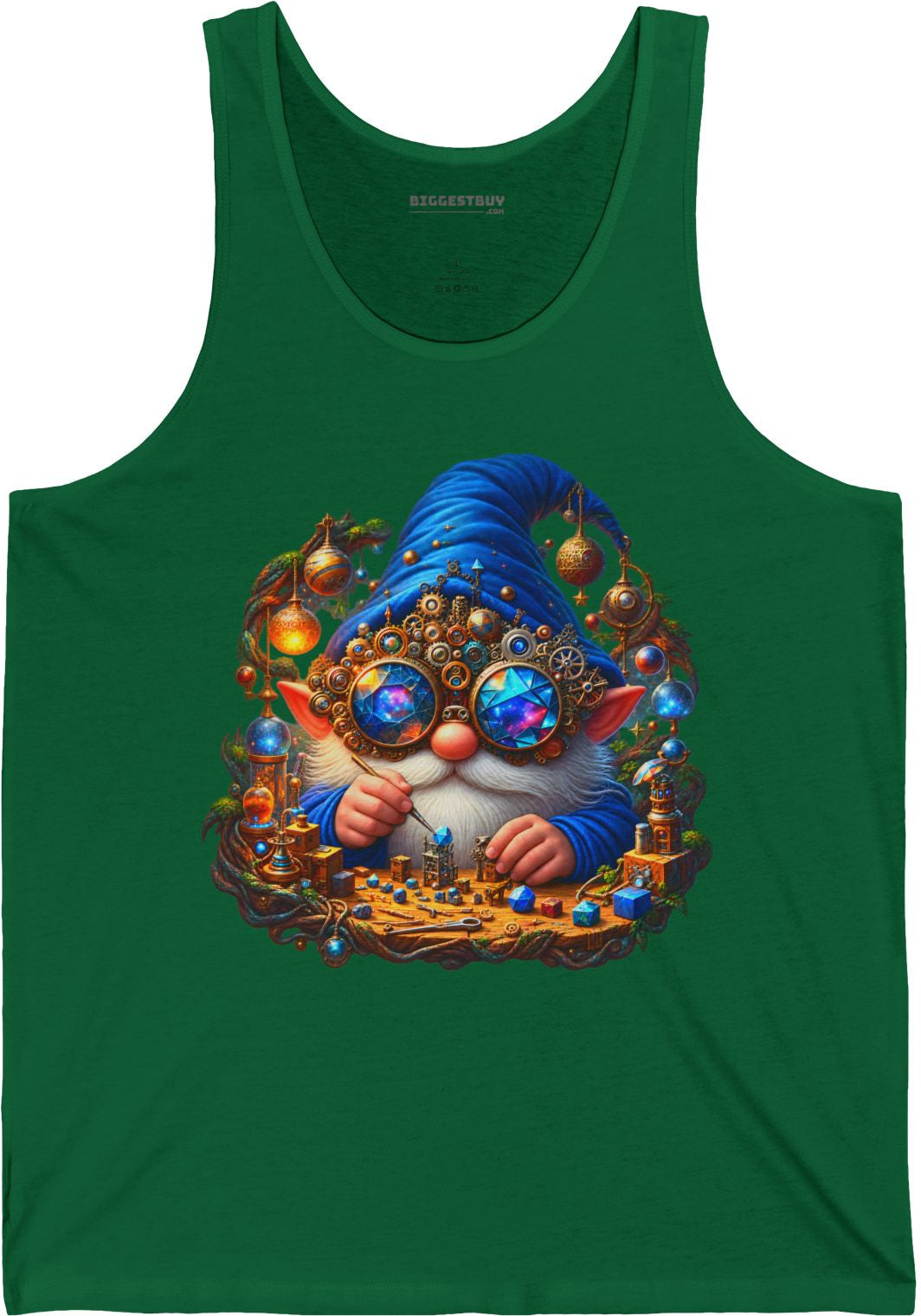 Gnome Of - Jersey Tank Top in Kelly, front view